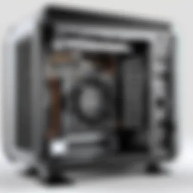 Interior view of the Cougar ITX case highlighting its airflow system and component layout.