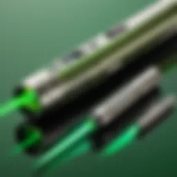 An intricate diagram showcasing the components of a green laser pen