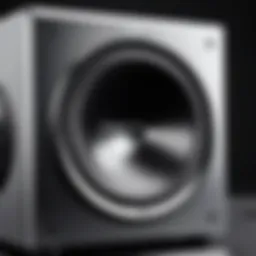 Close-up of Jamo powered subwoofer showcasing its sleek design.