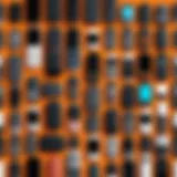 A collection of used unlocked flip phones arranged aesthetically