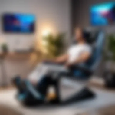 A gamer enjoying an immersive experience in a massage gaming chair