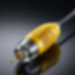 Close-up view of micro banana plug highlighting its intricate design