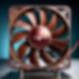 Detailed view of a Noctua 40mm fan showcasing its design and engineering