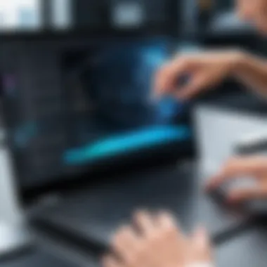 Multitasking Capabilities of UHD Touchscreen Laptops UHD touchscreen laptop in a professional setting illustrating multitasking