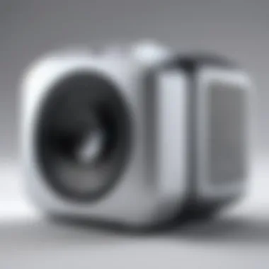 A futuristic portable speaker with emerging technology