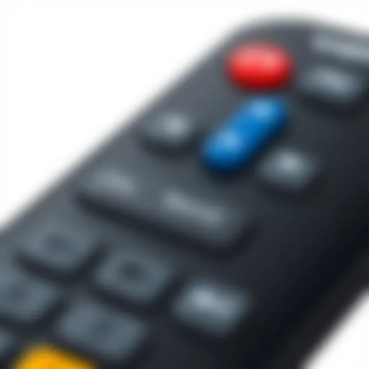 Button Layout on Vizio D Series 43 Remote Close-up of the button layout on the Vizio D Series 43 remote