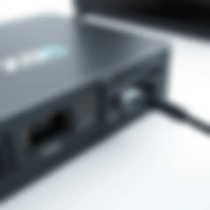 A close-up of the X96 TV Box's connections and ports.