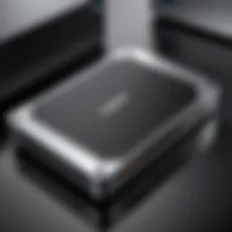 A sleek ultra small form factor PC showcasing its compact design