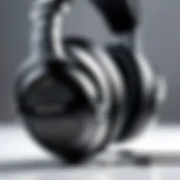 Close-up view of Ultrasone Signature Pro headphones showcasing luxurious ear pads and build quality.