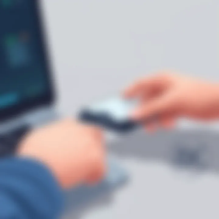 Connecting USB Hard Drive Enclosure to Devices Person connecting USB enclosure to a laptop