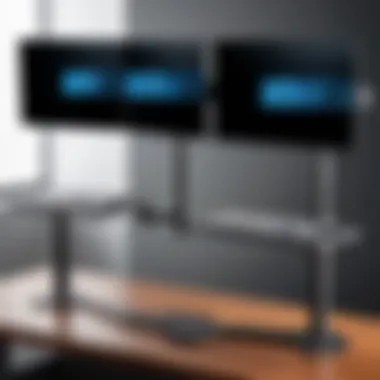 Three-Arm Stand vs. Traditional Setup Comparison of a three-arm monitor stand and traditional monitor setups