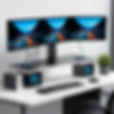 Workspace Transformation with Monitor Stand Enhanced workspace with a three-arm computer monitor stand
