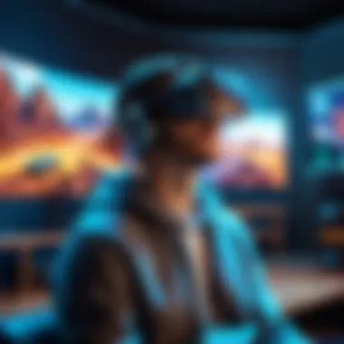 Immersive Virtual Gaming Experience A user immersing in a virtual gaming experience.