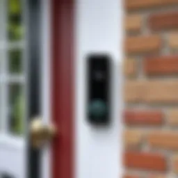 A sleek wireless WiFi doorbell camera mounted on a front porch