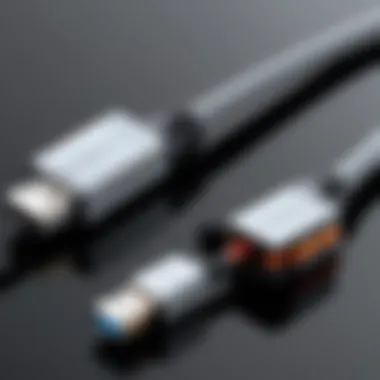 Comparison of standard USB cable and ferrite core USB cable