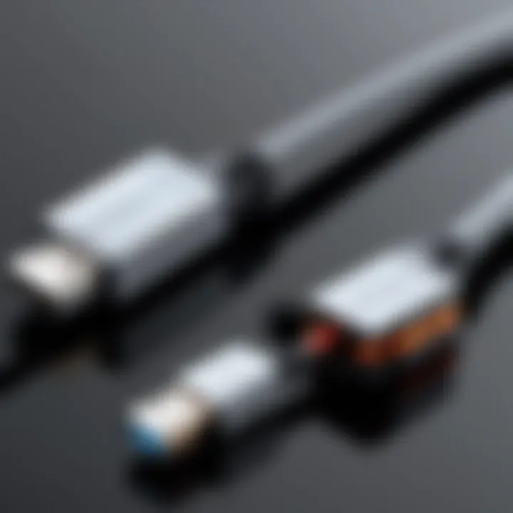 Comparison of standard USB cable and ferrite core USB cable