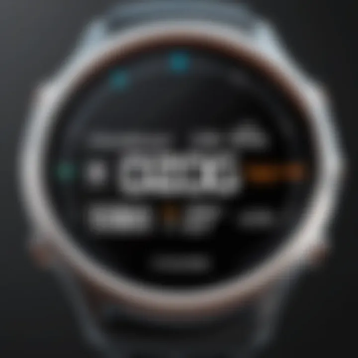 Close-up view of a fitness tracker displaying stopwatch function