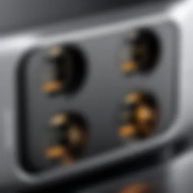 Close-up of the charging ports and features