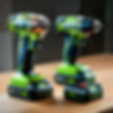 Battery Life and Efficiency of Greenworks Drill Driver Combo A display of the battery components of the Greenworks Drill Driver Combo highlighting battery life and efficiency.