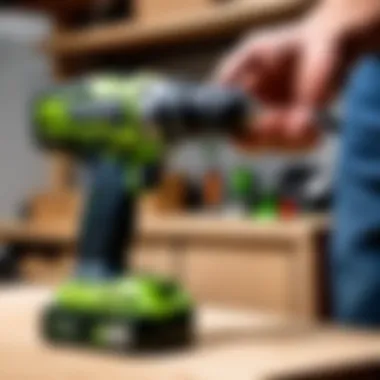 Performance Testing of Greenworks Drill Driver Combo The Greenworks Drill Driver Combo in action, demonstrating its powerful torque and performance.