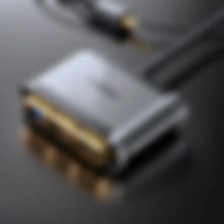 Visual representation of an HDMI to RCA audio adapter highlighting its ports