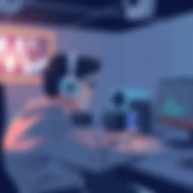 User enjoying immersive audio experience with HyperX white headphones in a gaming setup