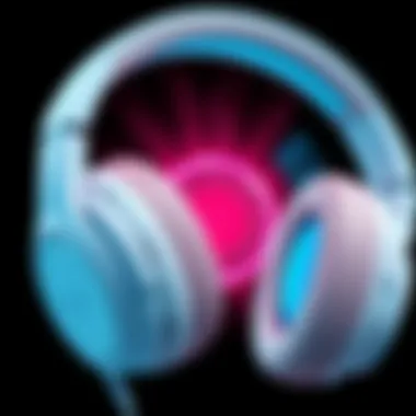 Close-up view of the HyperX white headphones revealing intricate sound technology