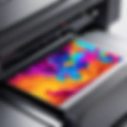 A close-up of a high-resolution inkjet printer showcasing its printing quality.