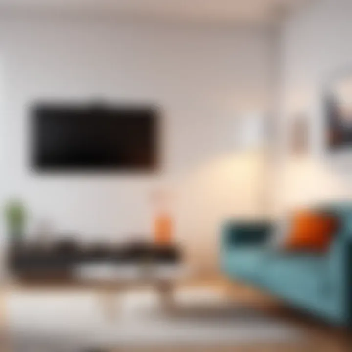 A modern living room setup with a lava antenna in action