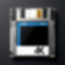 Close-up view of a 1.44 MB floppy disk highlighting its iconic design.