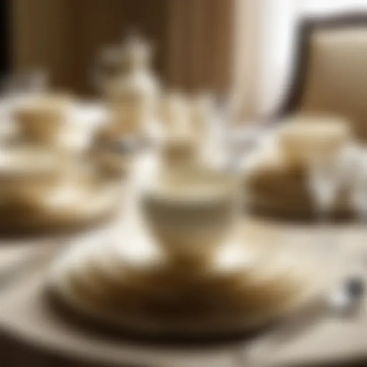 An elegant dining table set with Lenox Ivory Frost dinnerware