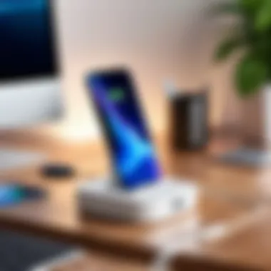 Modern Aesthetic of Lightning Charger Stands Stylish lightning charger stand on a modern desk
