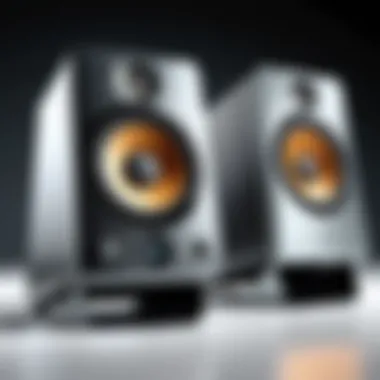 Elegant Logitech monitor speakers showcasing sleek design.