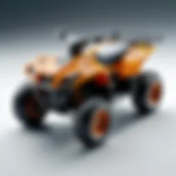 A detailed close-up of a Matchbox ATV showcasing its intricate design and features.