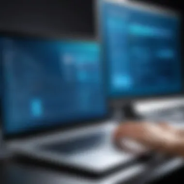 Exploring Laptop Operating Systems A user interacting with a laptop displaying multiple operating systems.