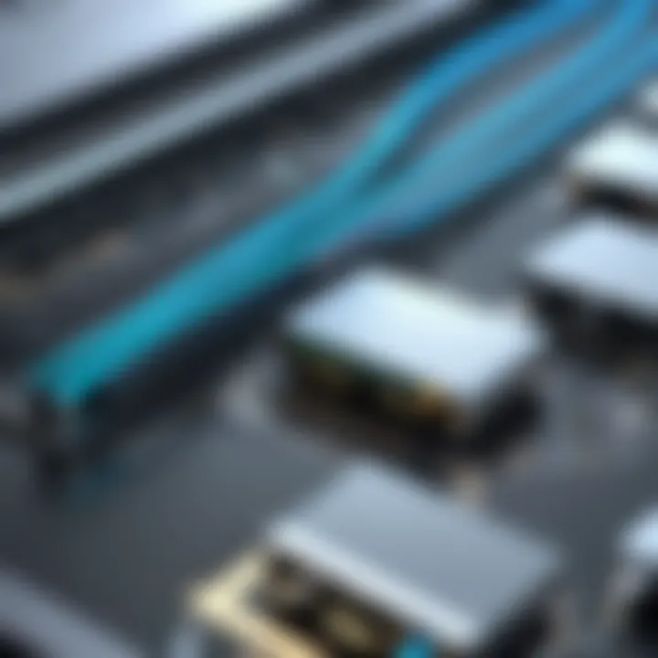 A close-up view of various laptop ports and connectivity options.