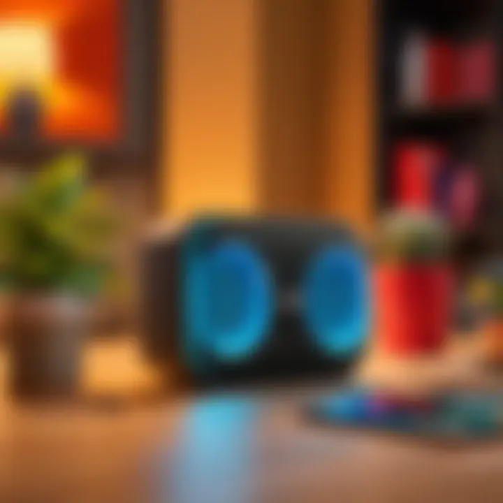 Onn Bluetooth Party Speaker in a vibrant party setting