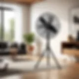 Stylish Opolar tripod fan in a modern living room setting