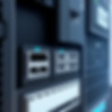 Close-up view of OptiPlex 7090 Tower's connectivity options