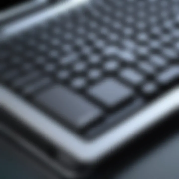 Detailed view of the Oshiba Notebook's keyboard and trackpad