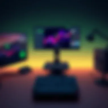 Razer Stand in a Gaming Environment Razer Stand in a gaming setup highlighting its compatibility.