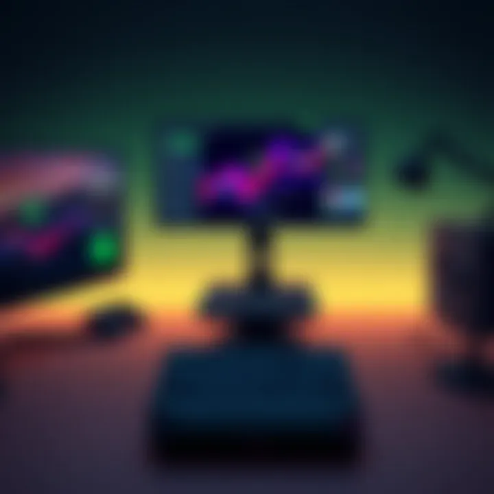 Razer Stand in a Gaming Environment Razer Stand in a gaming setup highlighting its compatibility.