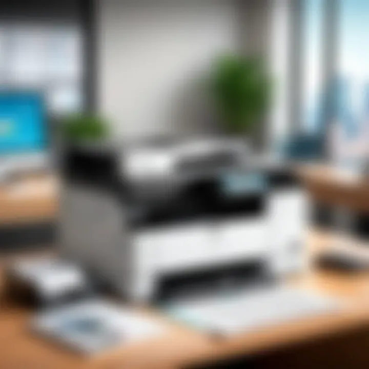 Innovative Ricoh all-in-one printer in a modern office setting