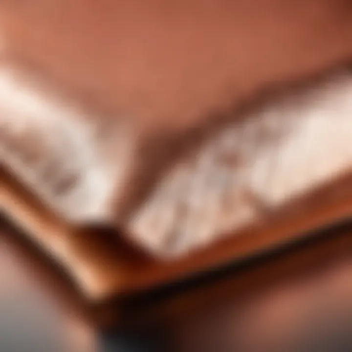 Close-up view showcasing the texture of rose gold bubble mailers