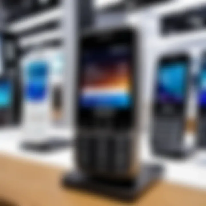 Showcase of Samsung GSM unlocked phones on a retail display