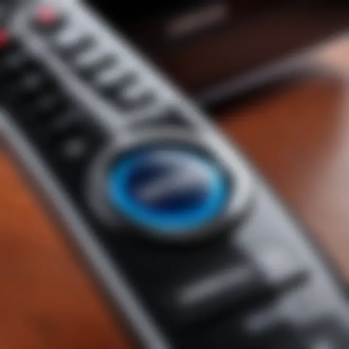 Close-up of a Samsung TV remote back cover highlighting its design features