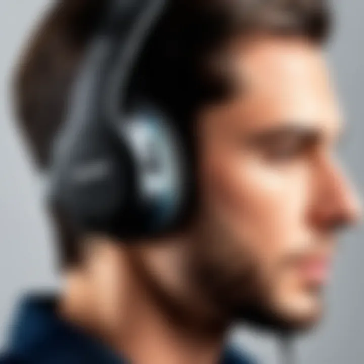 Detailed view of Somic headset ear cushions for comfort