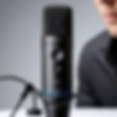 User testing the Sony calibration microphone in an audio setup