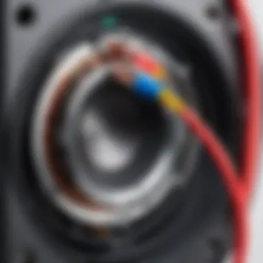 Detailed view of a properly connected speaker wire