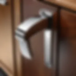 Close-up view of Southern Hills polished chrome cabinet handle reflecting light